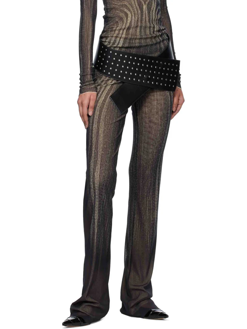 Abstract Print Stretch Knit Wide-Leg Pants