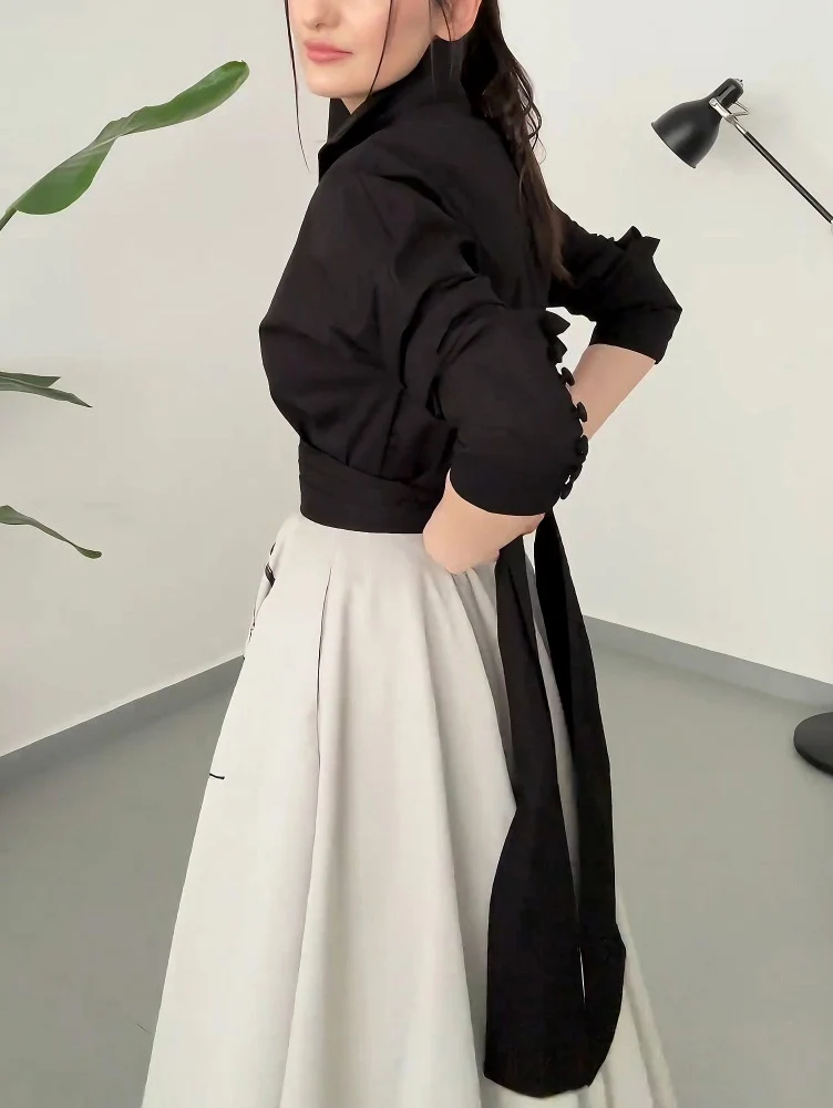 Modern Art Abstract Print A-line Maxi Skirt Two-piece Set