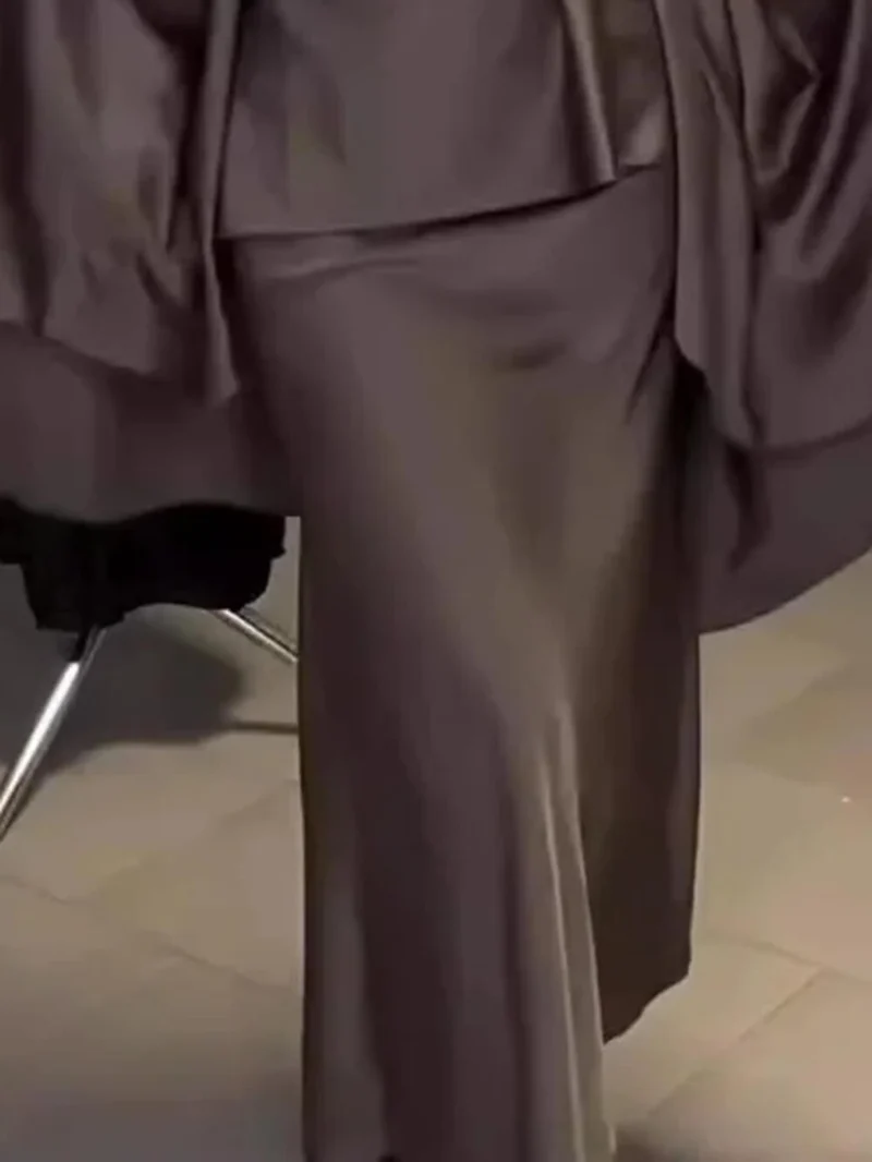Fashionable Satin Slim-Fit Maxi Skirt