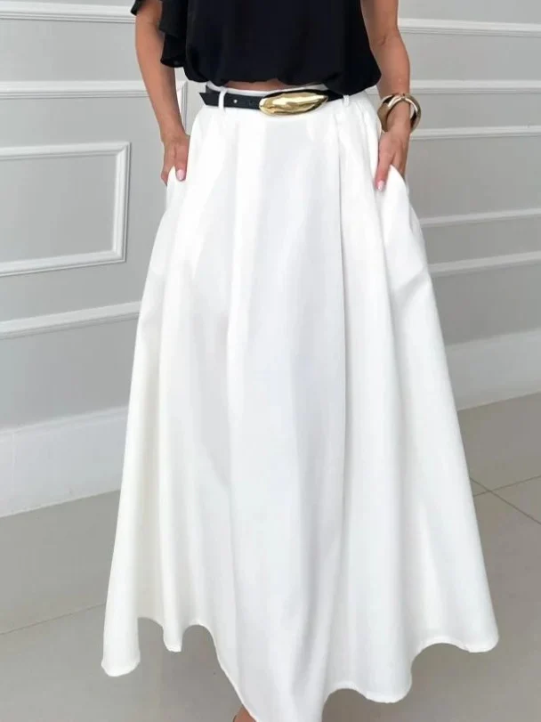Elegant Asymmetrical Collar Shirt & Skirt Two-Piece Set