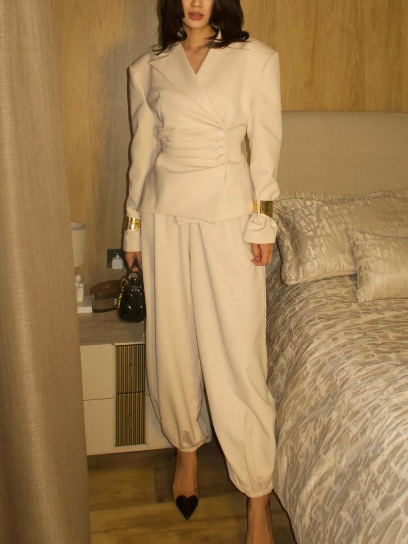 Elegant High-Waisted Wide-Leg Tailored Pants