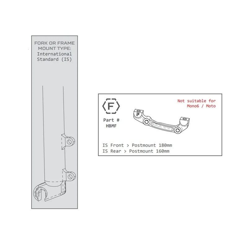 Adaptateur Étrier Avant / Arrière PM / IS HOPE (Avant 180mm / Arrière 160mm) #HBMF Noir