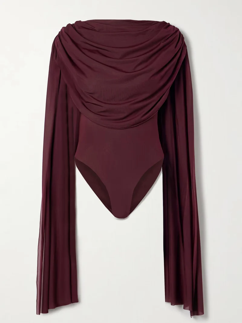 Elegant Draped Top And Wide-leg Faux Leather Pants Two-piece Set