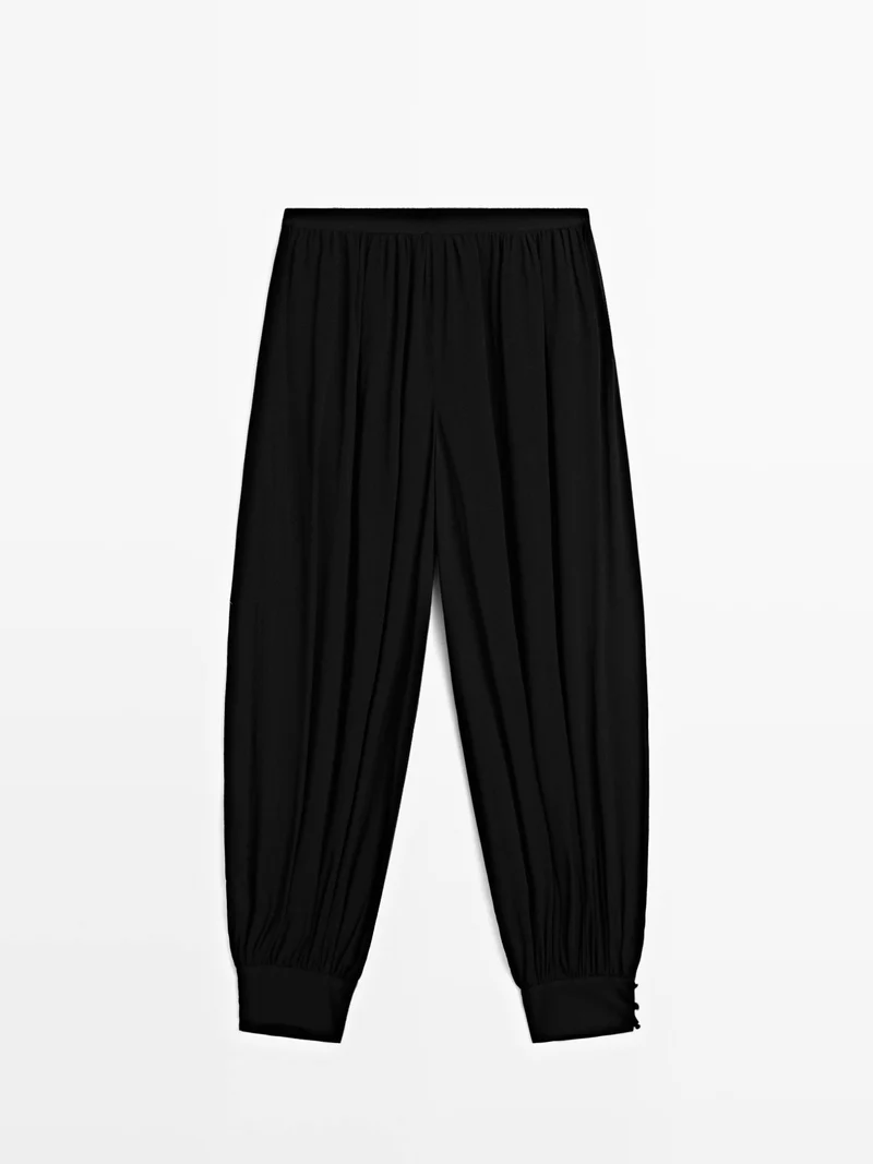 Cross Design Loose Shirt And Lantern Pants Set