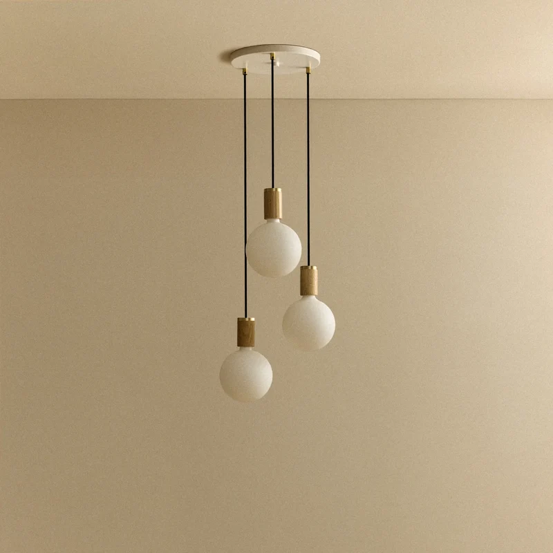 Triple Pendant in Oak + Sphere IV