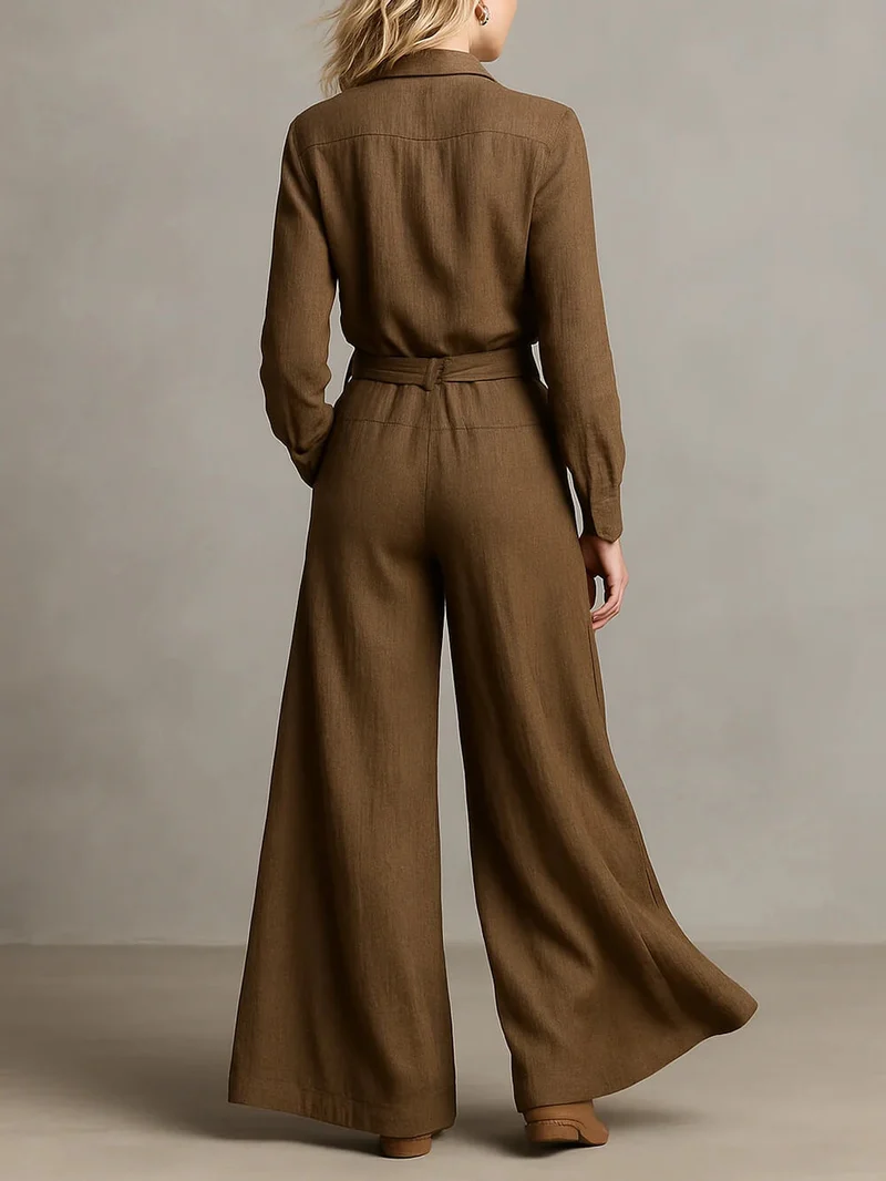 Unique Linen V-Neck Ruffle Collar Shirt