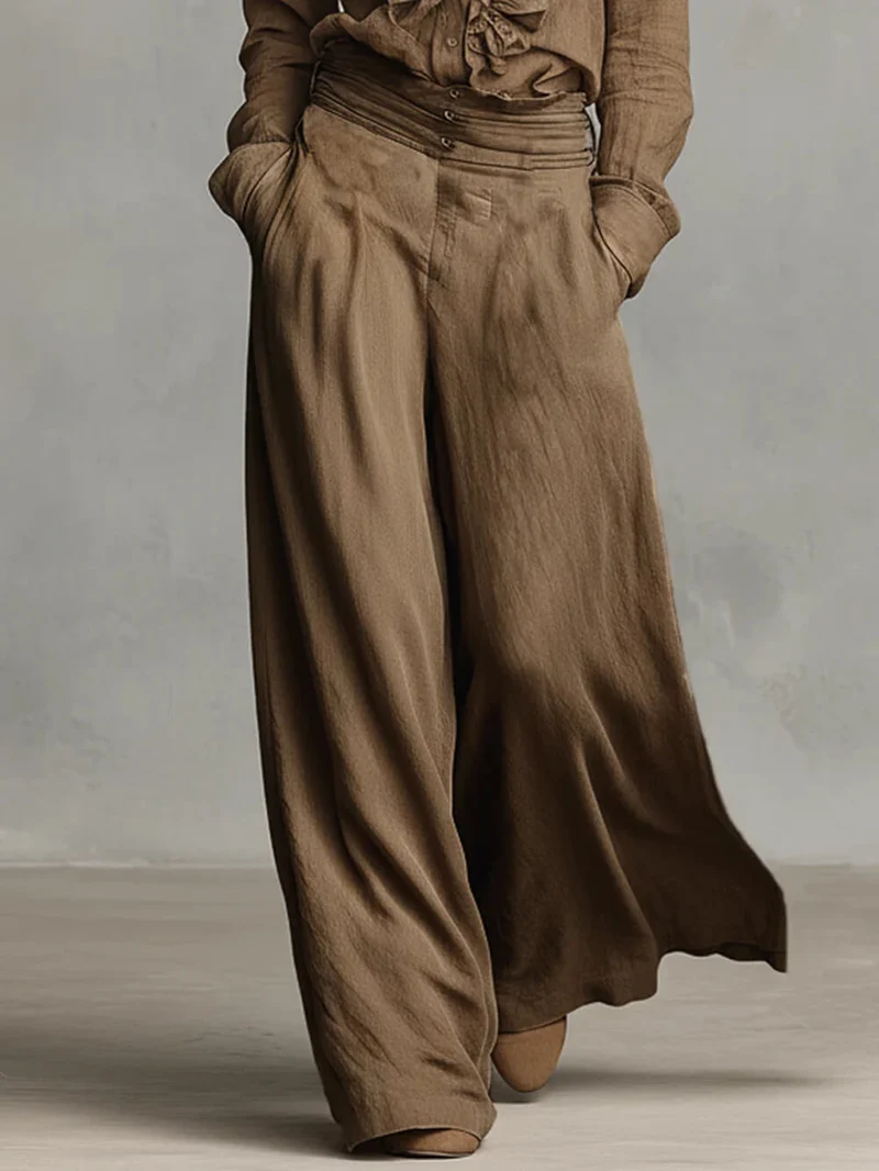 Unique Linen V-Neck Ruffle Collar Shirt