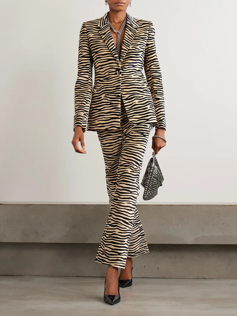 Exquisite Zebra Print Straight Leg Pants