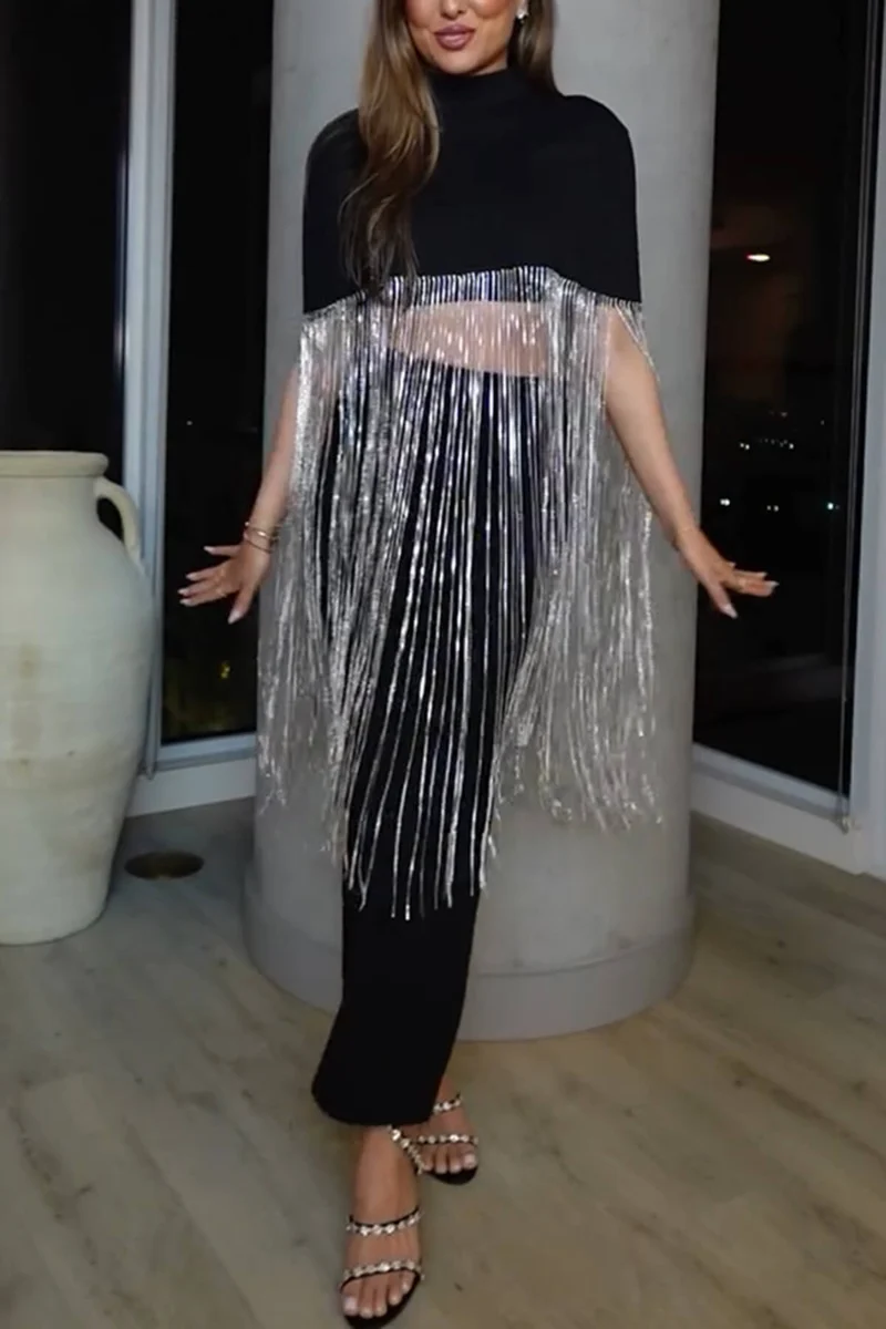 Fashion Tassel Patchwork Loose Party Top