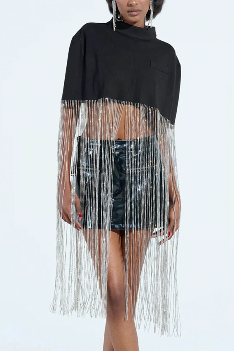Fashion Tassel Patchwork Loose Party Top