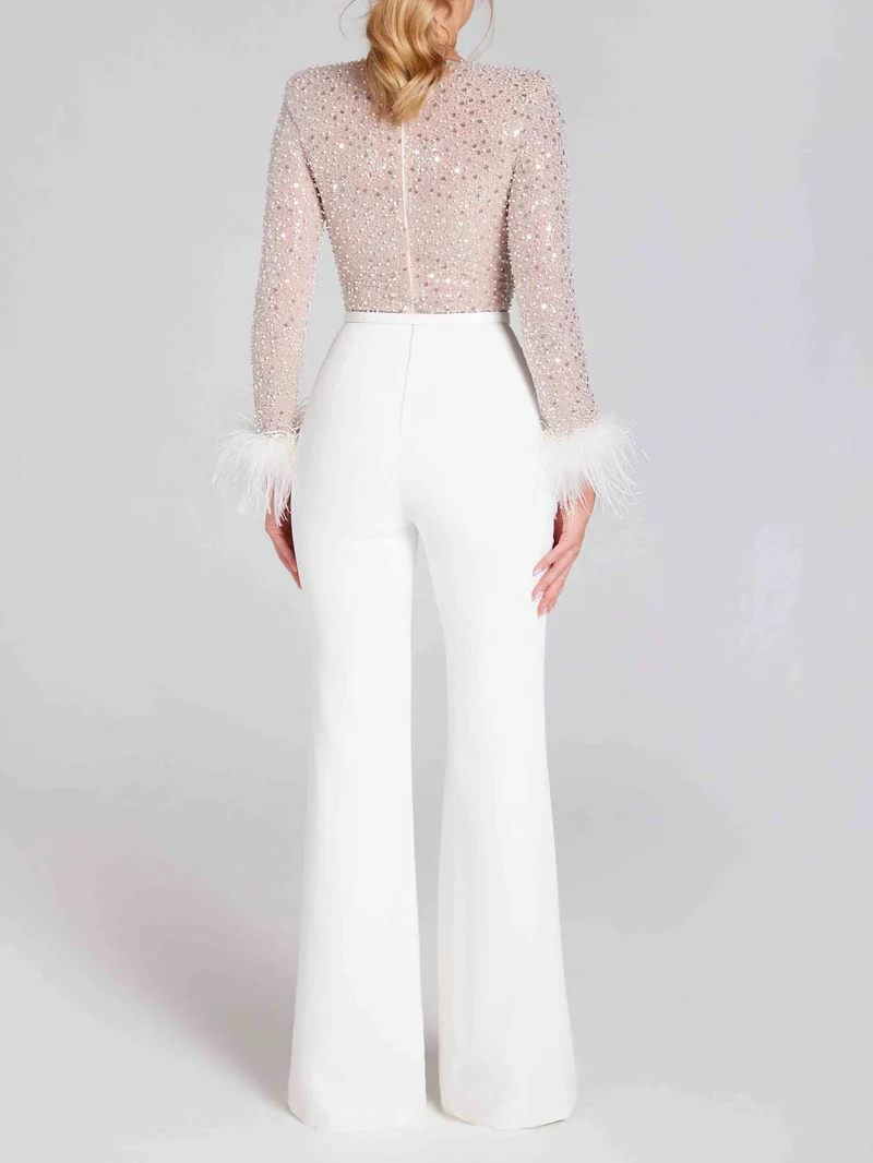 Elegant High-neck Sequined Jumpsuit