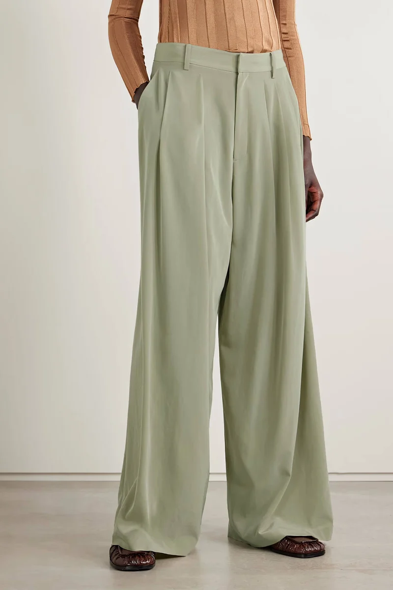 Fashion Asymmetric Crepe Blazer Pleated Pocket Wide-Leg Pants Set