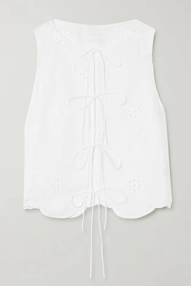 Fashionable Ruffled Crochet Hollow-Out Tank Top