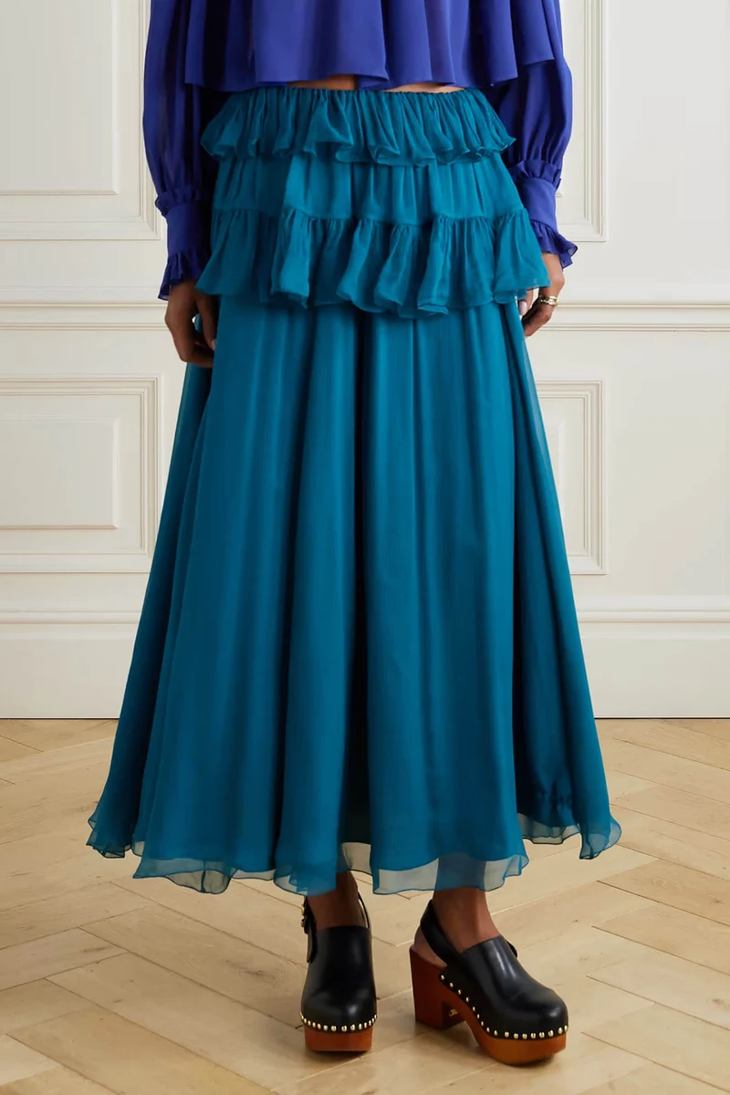 Exquisite High-Neck Ruffle Pleated Chiffon Loose Blouse