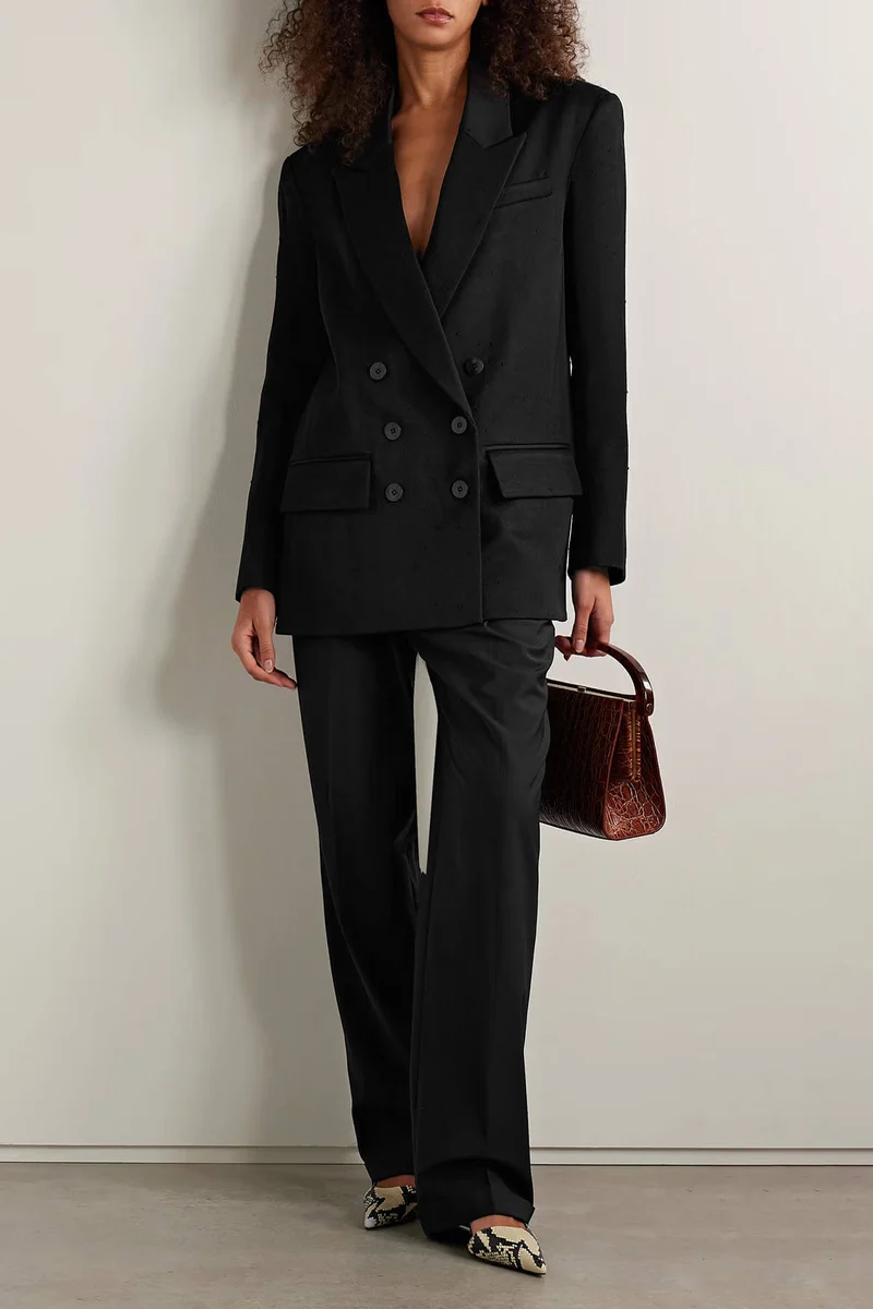 Fashion High-Waisted Twill Straight-Leg Suit Pants