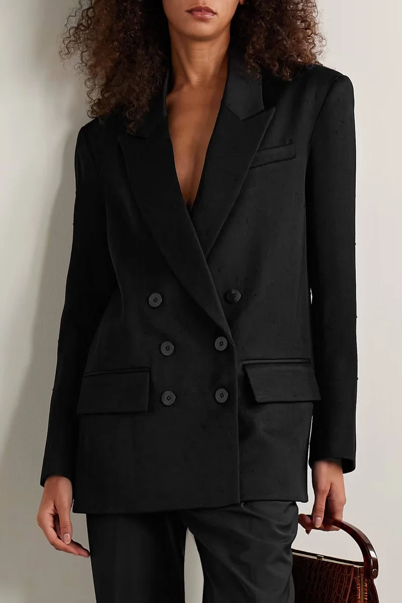 Fashion High-Waisted Twill Straight-Leg Suit Pants