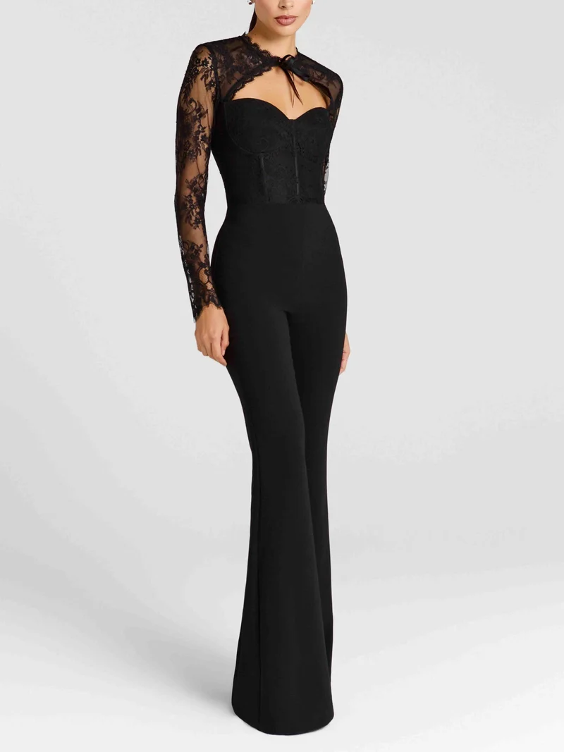 Elegant Lace Long-sleeved Jumpsuit