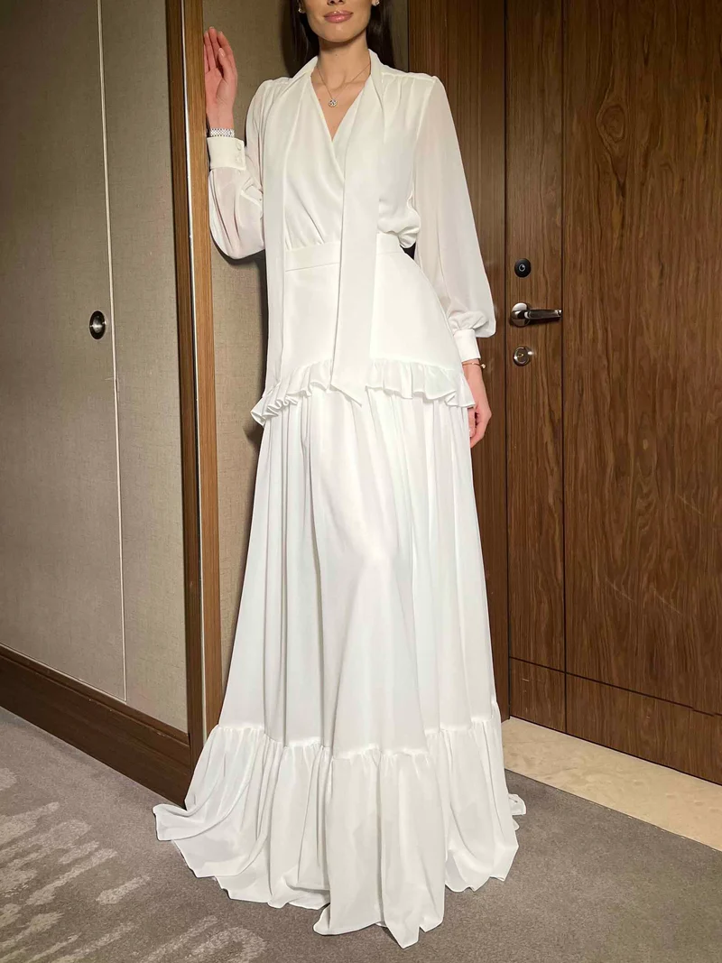 Elegant Chiffon Ruffle Skirt Two-piece Set