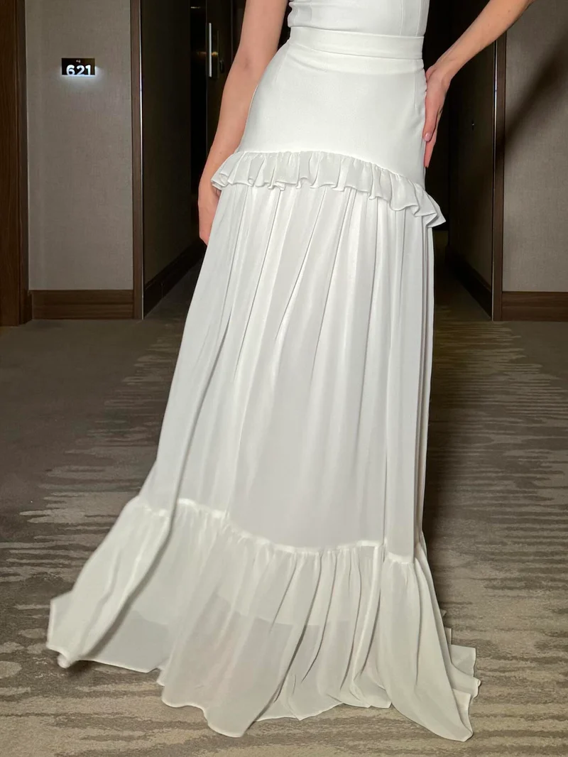 Elegant Chiffon Ruffle Skirt Two-piece Set
