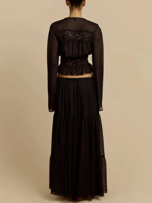 Bohemian Lace SPlicing Shirt And Skirt Set