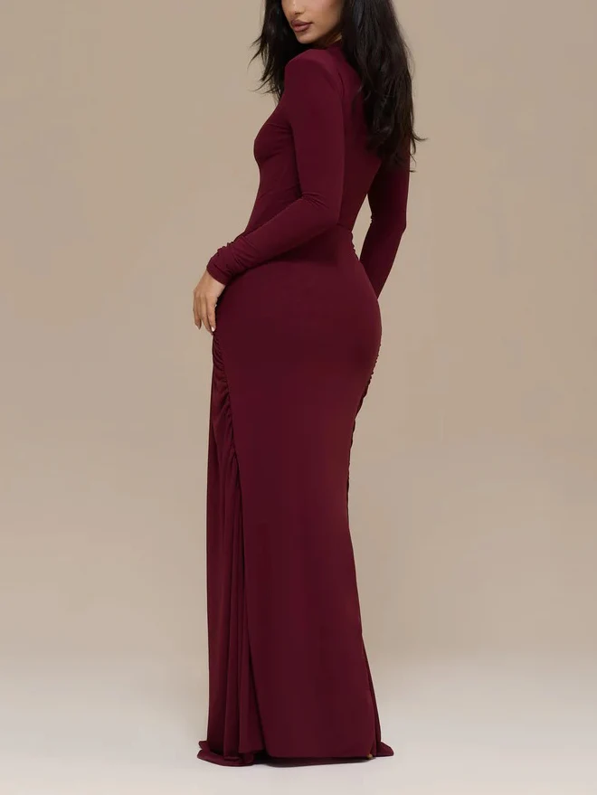 Elegant High-Neck Jumpsuit And Skirt Two-Piece Set