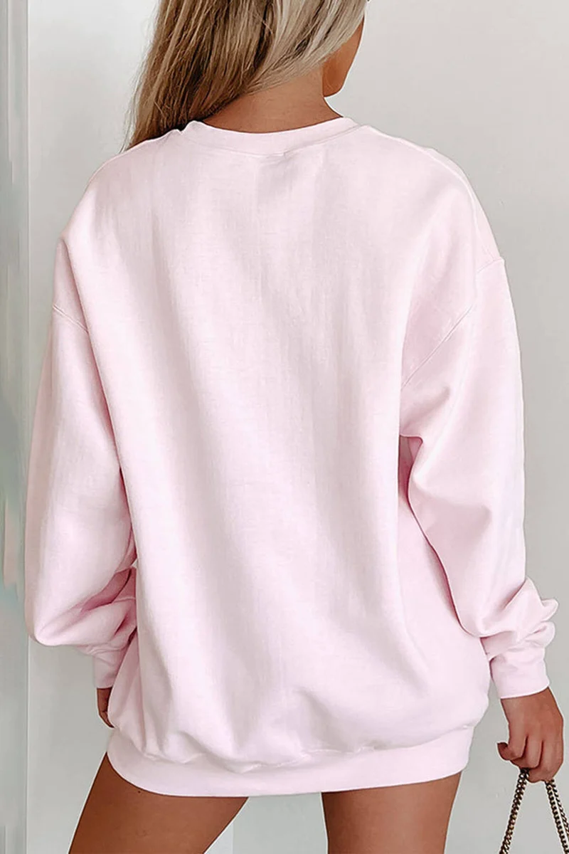 Sequined Bow Christmas Crew Neck Long-sleeved Loose Sweatshirt