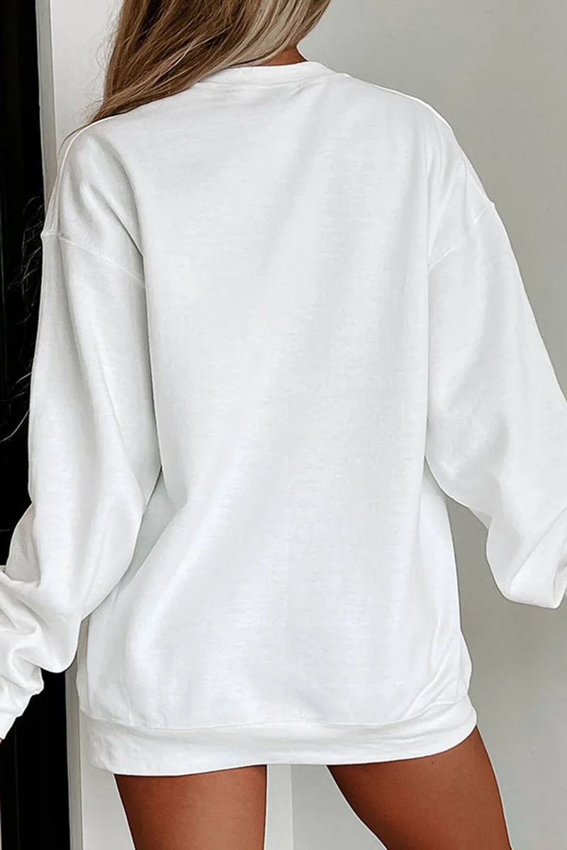 Sequined Bow Christmas Crew Neck Long-sleeved Loose Sweatshirt