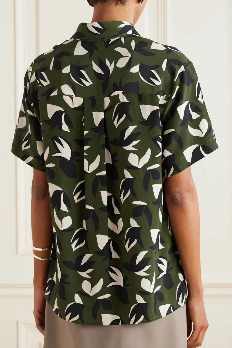Unique Floral Print Satin Shirt