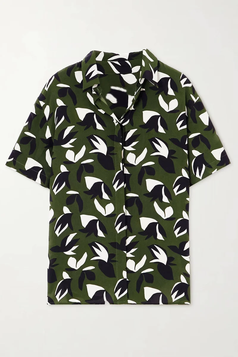 Unique Floral Print Satin Shirt