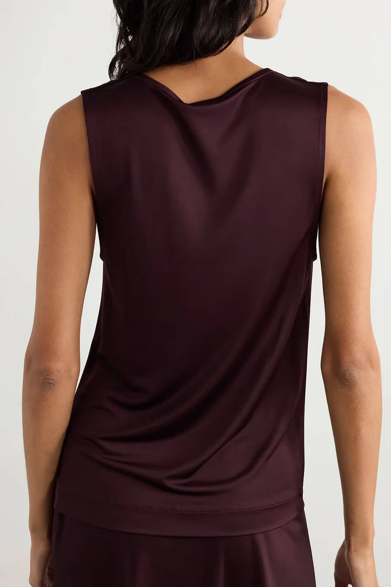 Elegant Satin Pleated Tank Top And Pleated Printed Twill Skirt Set