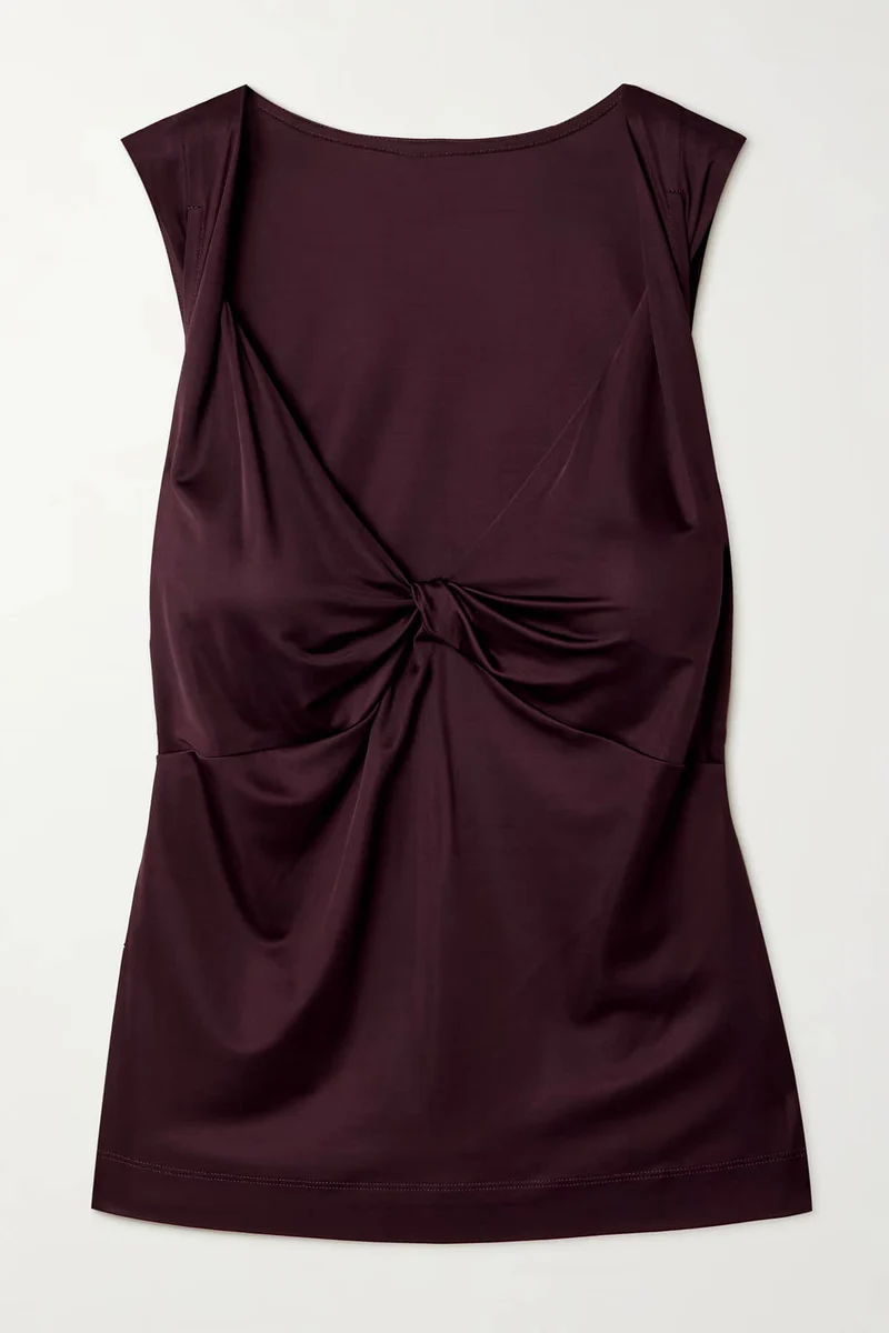 Elegant Satin Pleated Tank Top And Pleated Printed Twill Skirt Set