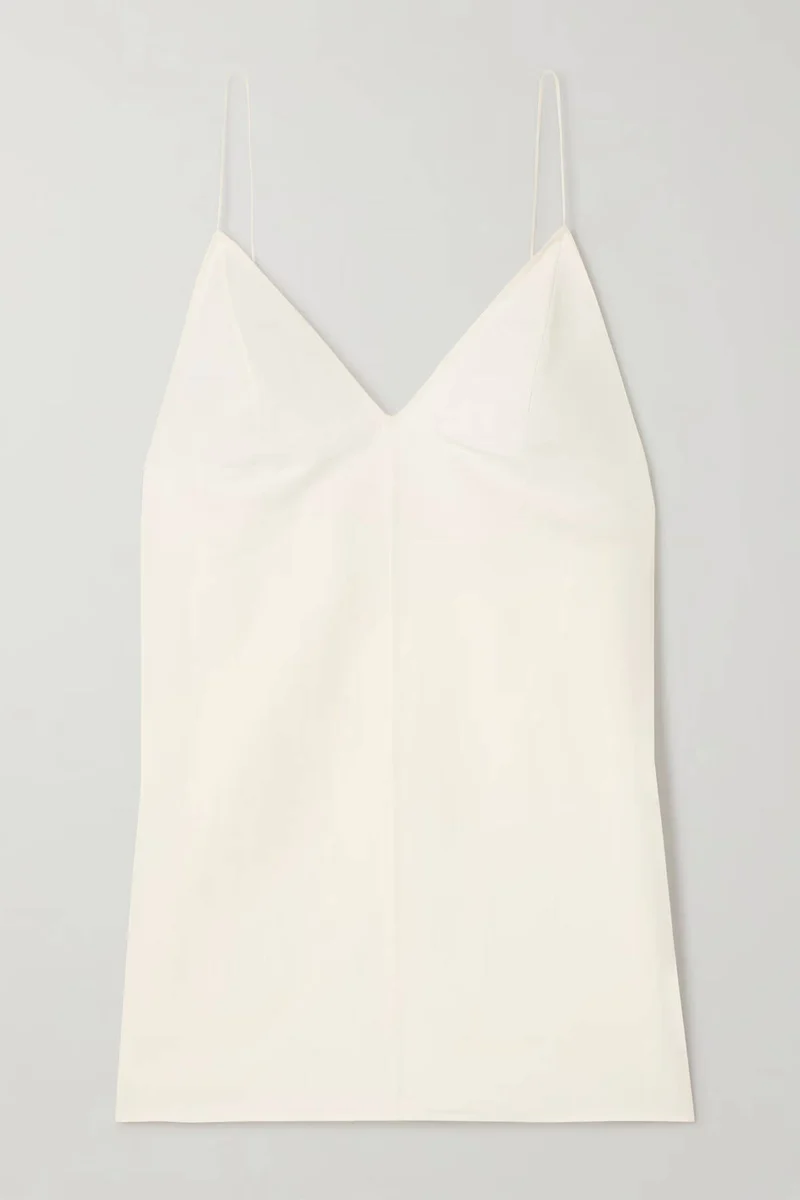Exquisite Backless Camisole Top and Pleated Printed Satin Twill Skirt Set