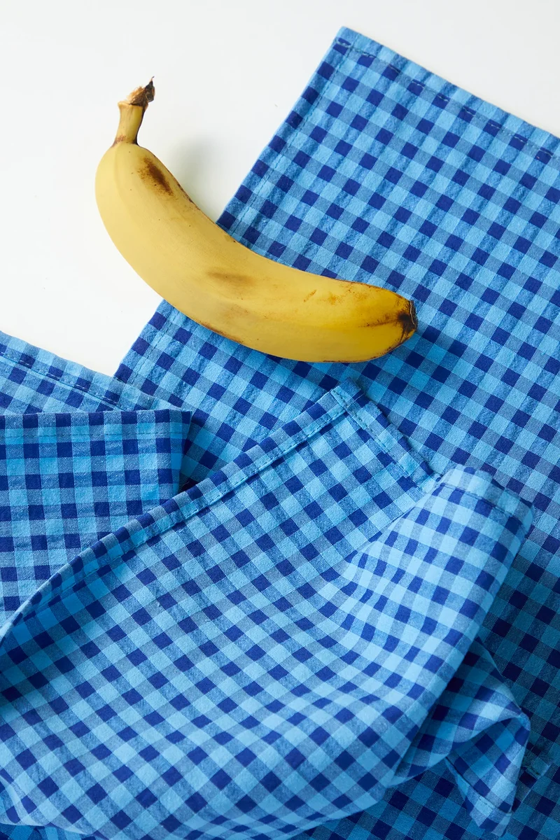 Lot de 2 serviettes de table " un petit creux " - Vichy Bleuet