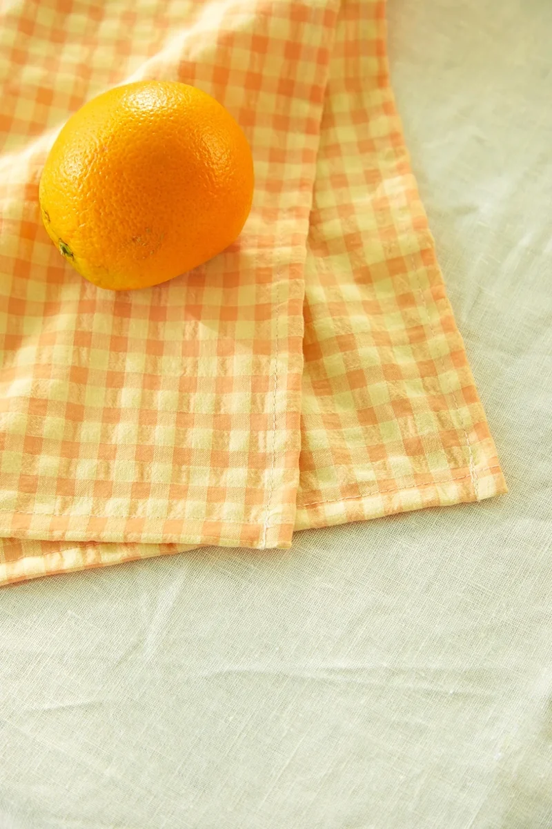 Lot de 2 serviettes de table " un petit creux " - Vichy Citron