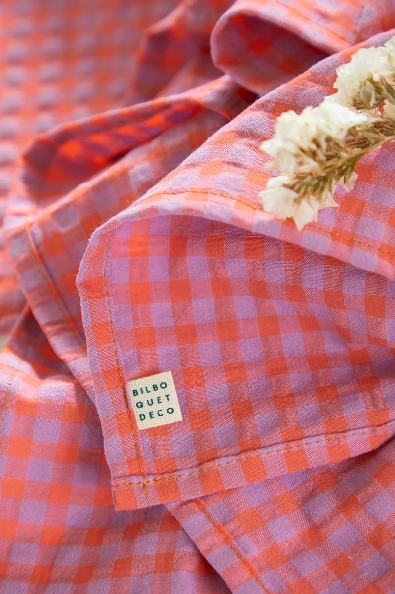 Lot de 2 serviettes de table " un petit creux " - Vichy Lilas