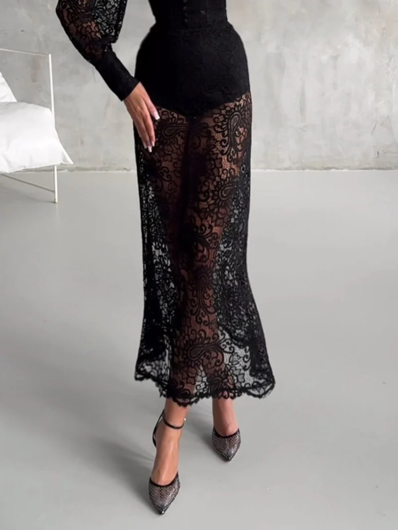 Elegant lace skirt two-piece set