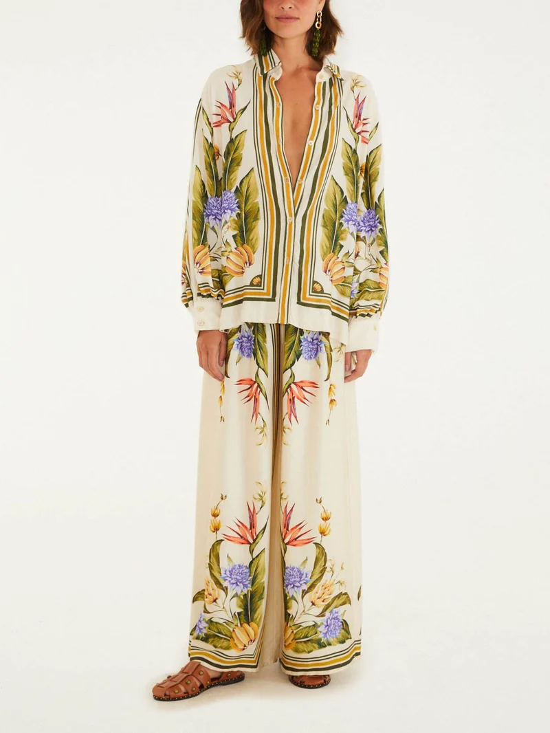 Exquisite Satin Floral Print Shirt