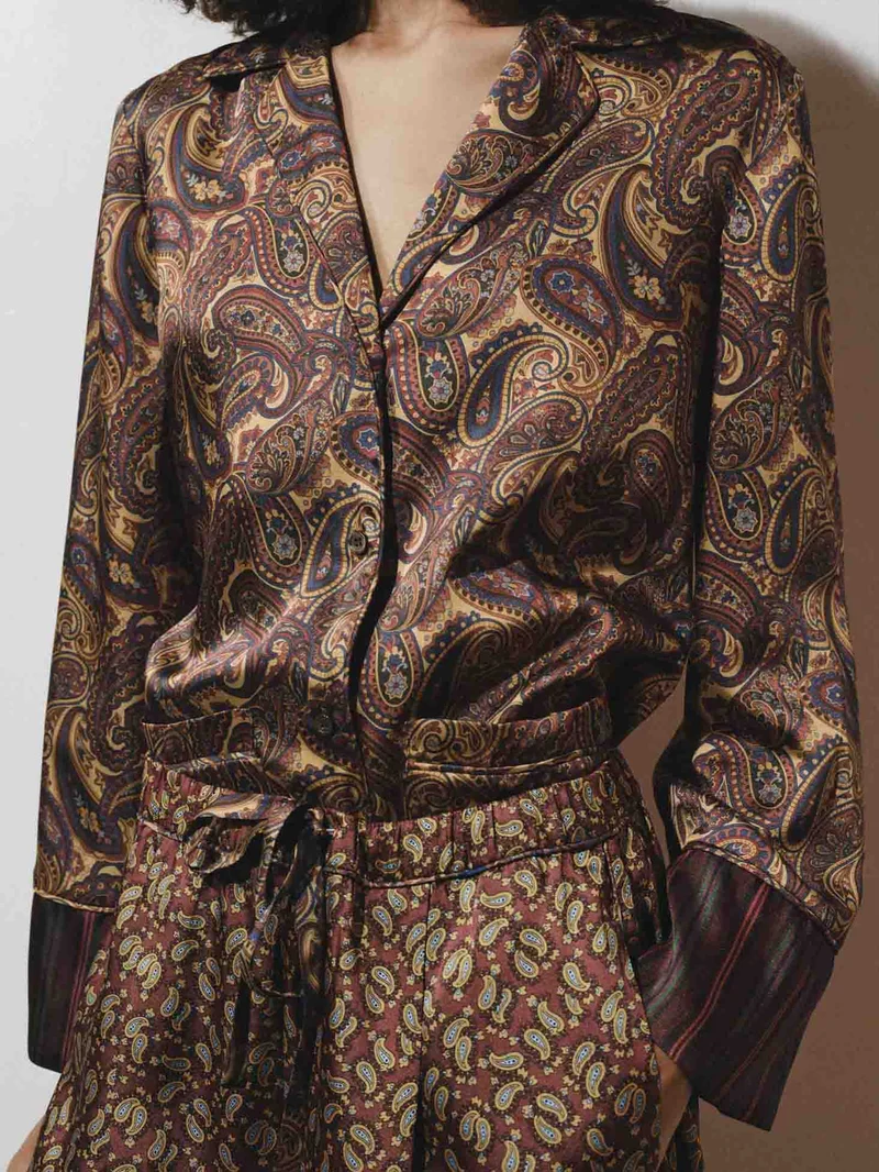Retro Paisley Print Pants