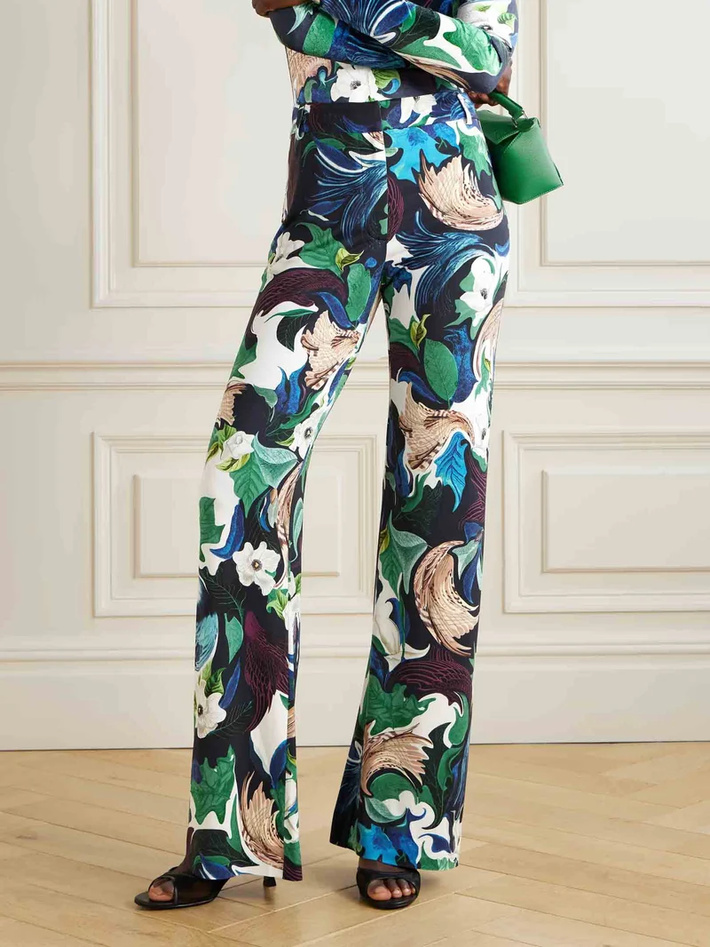 Retro Floral Print High-waist Wide-leg Pants