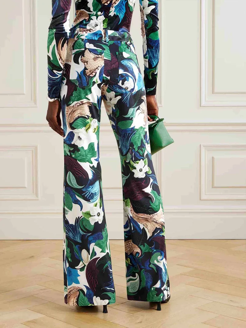 Retro Floral Print High-waist Wide-leg Pants