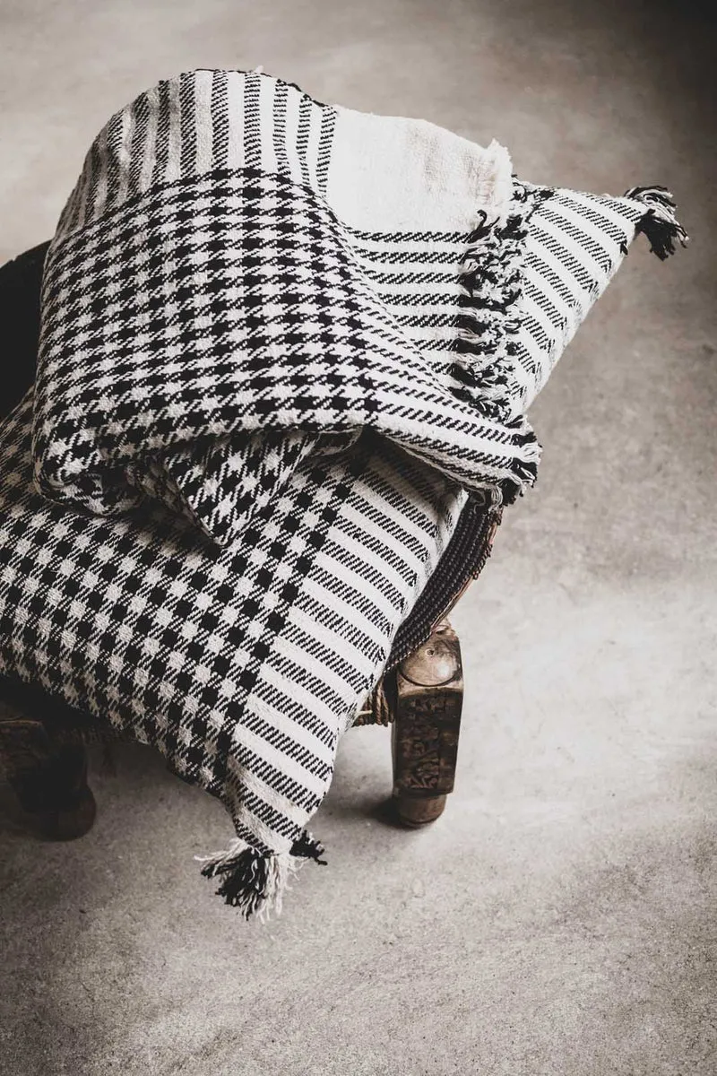 Housse de coussin pied de poule