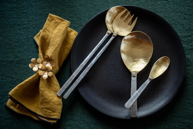 Cuillère et fourchette de service Oya