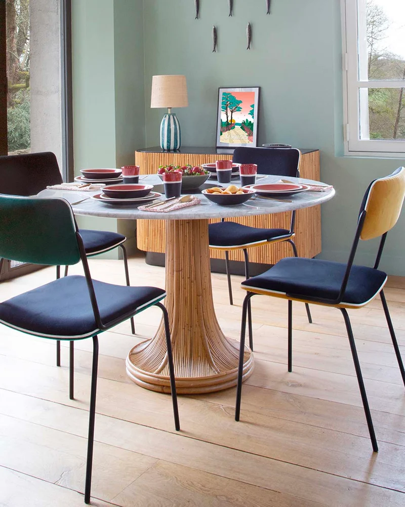 Riviera Table - Natural / White Marble