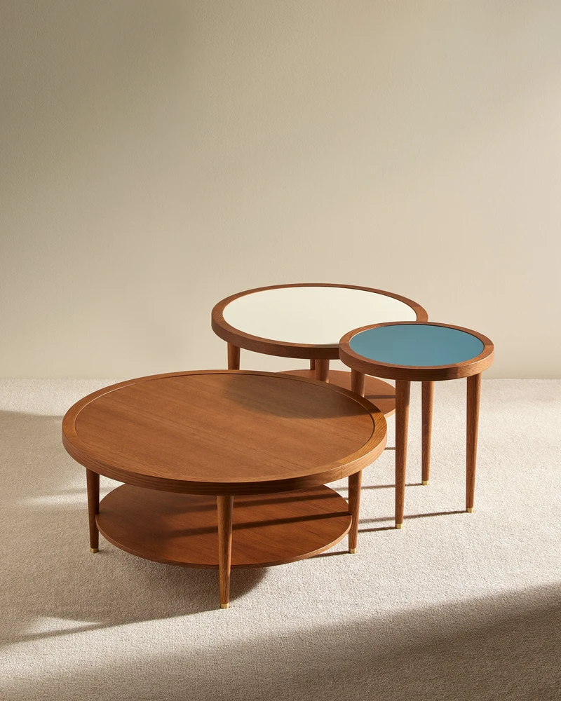 Puzzle Round Coffee Table - Sarah Blue