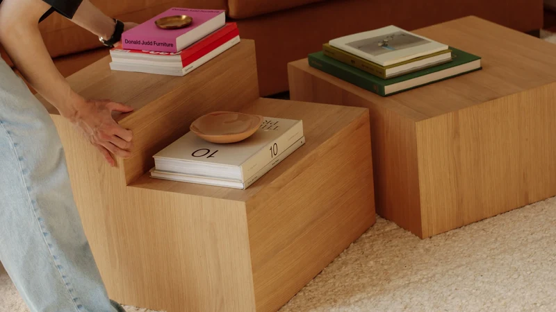 Align Coffee Table, Tiered, Walnut