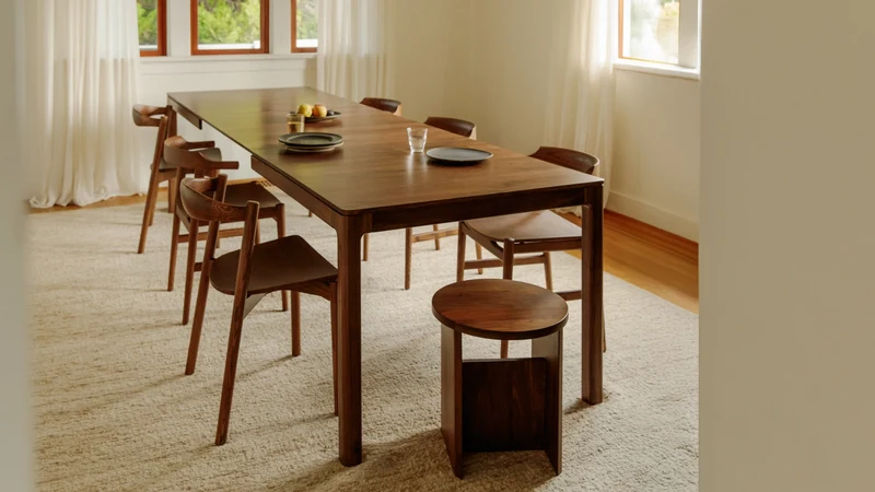 Bridge Extendable Dining Table, Seats 6-12, American Walnut