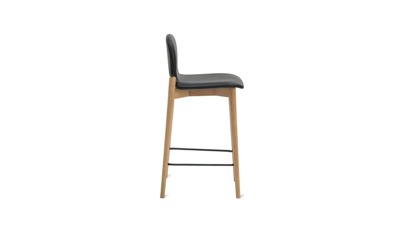 Dine In Counter Stool, Oak/Black Leather