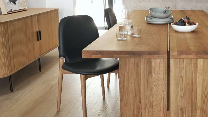 Dine In Dining Chair (Set of Two), Oak/Black Leather