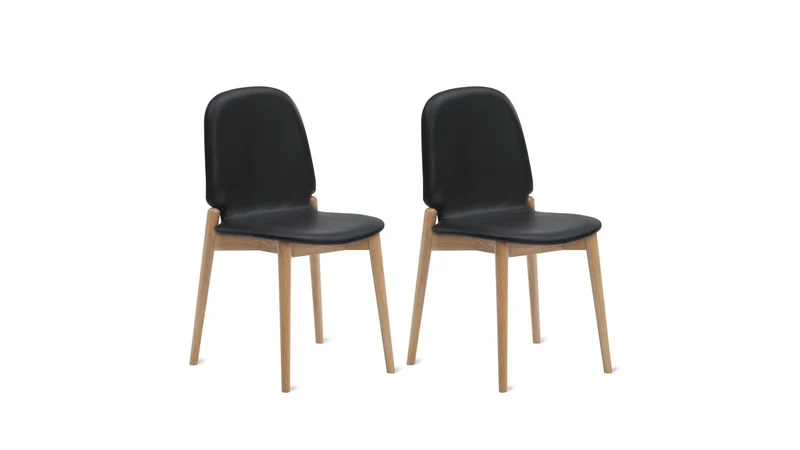 Dine In Dining Chair (Set of Two), Oak/Black Leather