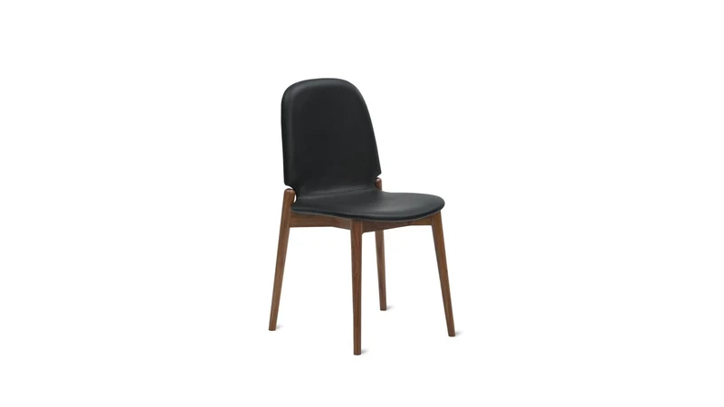 Dine In Dining Chair (Set of Two), Walnut/Black Leather